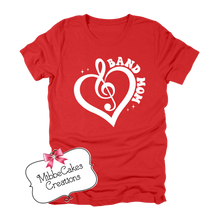 Load image into Gallery viewer, Cardinal Marching Band Mom Heart, T-Shirt, Hoodie or Crewneck Sweatshirt, Band Fundraiser, Millington Spirit Wear! Spiritwear