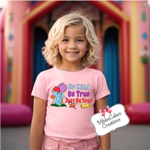 Load image into Gallery viewer, YOUTH Be Kind, Be True, Just Be YOU Meachum Reading Fundraiser, Dr. Suess Day Reading Month T-Shirt, Hooded or Crewneck Sweatshirt Book Bookish Shirts
