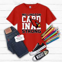 Load image into Gallery viewer, Cardinal Strong, YOUTH Red T-Shirt, Hoodie or Crewneck Sweatshirt, Band Fundraiser, Millington Cardinals Spirit Wear! Spiritwear