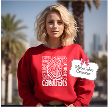 Load image into Gallery viewer, Cardinal C Typography Shirt, Adult RED T-Shirt, Hoodie or Crewneck Sweatshirt, Millington Spirit Wear! Spiritwear