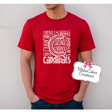 Load image into Gallery viewer, Cardinal C Typography Shirt, Adult RED T-Shirt, Hoodie or Crewneck Sweatshirt, Millington Spirit Wear! Spiritwear