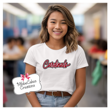 Load image into Gallery viewer, Cardinals! White YOUTH T-Shirt, Hoodie or Crewneck Sweatshirt Millington Cardinal Spirit Wear Spiritwear