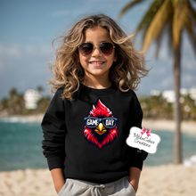 Load image into Gallery viewer, Game Day Cardinal, YOUTH Black T-Shirt, Hoodie or Crewneck Sweatshirt, Band Fundraiser, Millington Cardinals Spirit Wear! Spiritwear