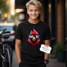 Load image into Gallery viewer, Game Day Cardinal, YOUTH Black T-Shirt, Hoodie or Crewneck Sweatshirt, Band Fundraiser, Millington Cardinals Spirit Wear! Spiritwear