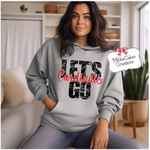 Load image into Gallery viewer, Let's Go Cardinals! Grey T-Shirt, Hoodie or Crewneck Sweatshirt, Millington Cardinal Spirit Wear! Spiritwear