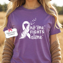 Load image into Gallery viewer, Lung Cancer Awareness T-Shirt, Hooded or Crewneck Sweatshirt - PURPLE - Margie Hawkins Benefit