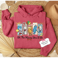 Load image into Gallery viewer, The Places You'll Go When You Read, Be Kind, Meachum Reading Fundraiser, Dr. Suess Day Reading Month T-Shirt, Hooded or Crewneck Sweatshirt Book Bookish Shirts