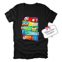 Load image into Gallery viewer, The Places You'll Go When You Read, BLACK Be Kind, Meachum Reading Fundraiser, Dr. Suess Day Reading Month T-Shirt, Hooded or Crewneck Sweatshirt Book Bookish Shirts