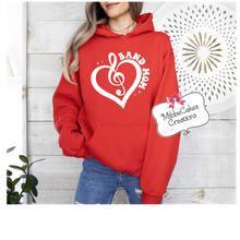 Load image into Gallery viewer, Cardinal Marching Band Mom Heart, T-Shirt, Hoodie or Crewneck Sweatshirt, Band Fundraiser, Millington Spirit Wear! Spiritwear
