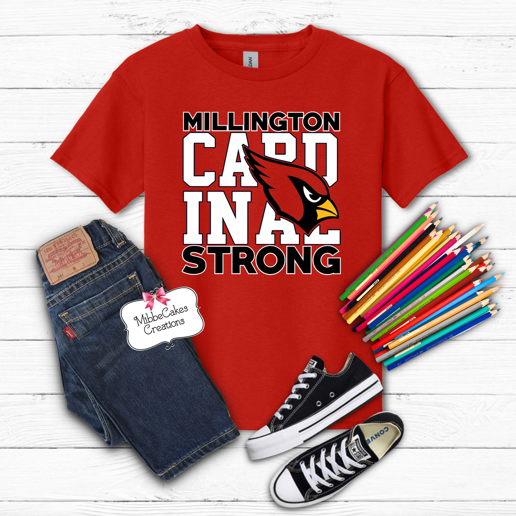 Cardinal Strong, YOUTH Red T-Shirt, Hoodie or Crewneck Sweatshirt, Band Fundraiser, Millington Cardinals Spirit Wear! Spiritwear