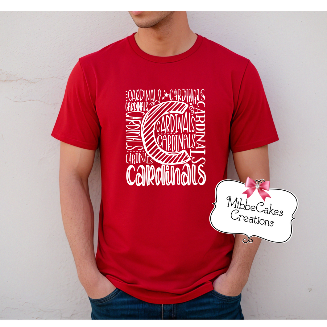 Cardinal C Typography Shirt, Adult RED T-Shirt, Hoodie or Crewneck Sweatshirt, Millington Spirit Wear! Spiritwear