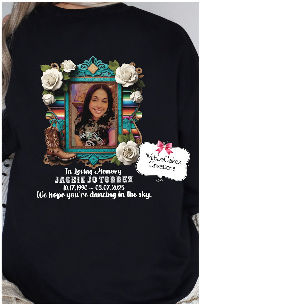 Jackie Torrez Memorial Shirt - YOUTH Black T-Shirt, Hoodie or Crewneck Sweatshirt - Roots & Boots Logo - Hooded Crew Tee - Roots and Boots