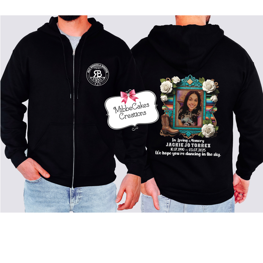 Jackie Torrez Memorial Shirt - Zip Up Hooded Sweatshirt - Roots & Boots - Hoodie - Roots and Boots