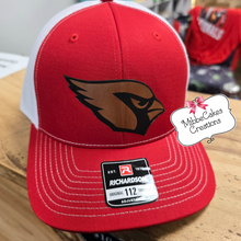 Load image into Gallery viewer, Cardinal Leather Patch Trucker Cap - Baseball Hat - Millington Cardinal Spirit Wear Spiritwear
