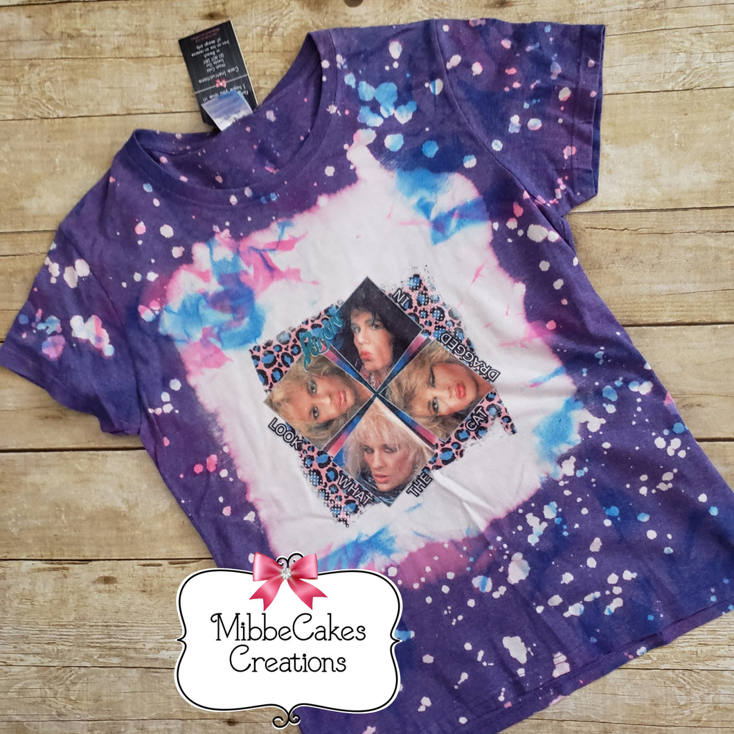 80's Hair Band Retro Bleached and Painted Tee 